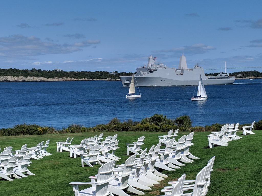 Photo of the USS New York floating by